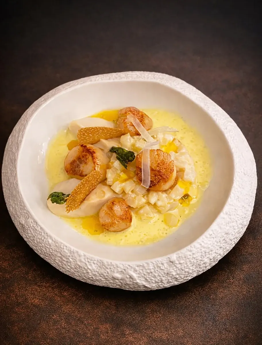 Plat de saint-jacques du restaurant du Domaine de Joinville